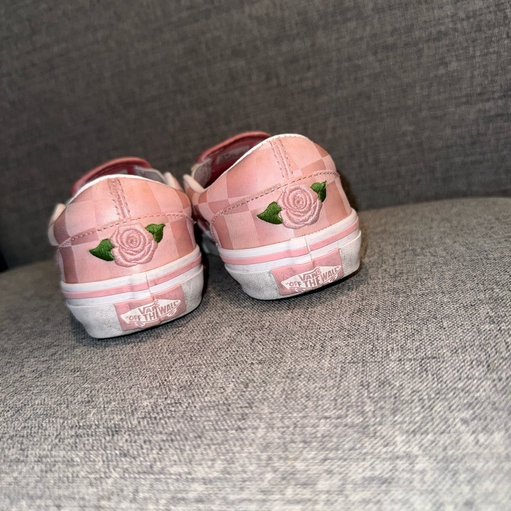 Vans Kids Little Girls Pink and White Checkered Slip-On Sneakers Girls Size 2 - Picture 5 of 16
